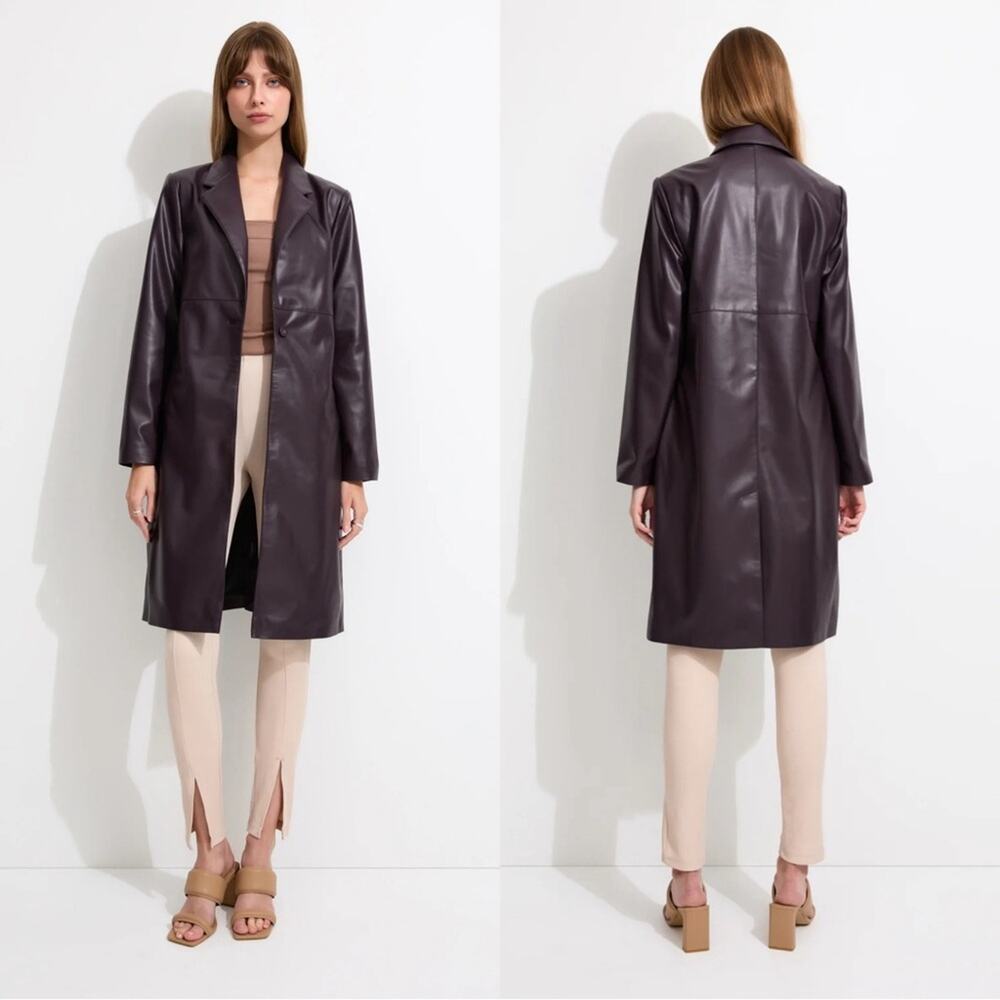 Unreal Fur Mack Structured Trench Coat Size Small NWT Plum Purple - Picture 2 of 6